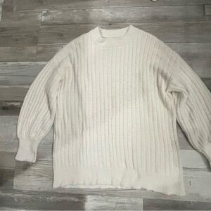 Aerie Cream Ribbed Men's Crewneck Sweater
